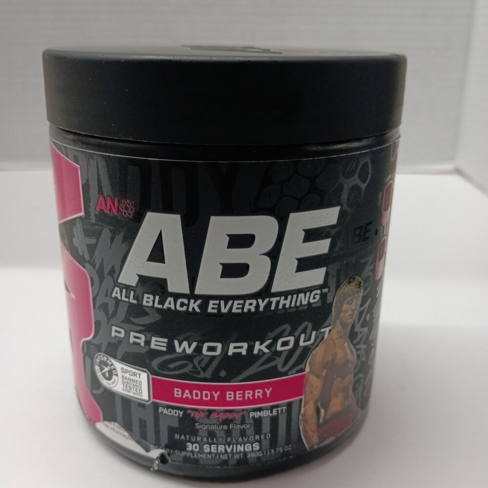 Abe All Black Everything Pre Workout Powder Baddy Berry 13.75oz 30 Servings 6/26